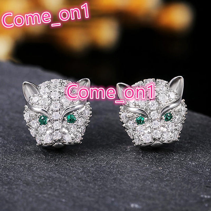 Fashion Non Tarnish Shiny Diamond Cubic Zirconia Leopard Head Stud Earrings for Women As Gift