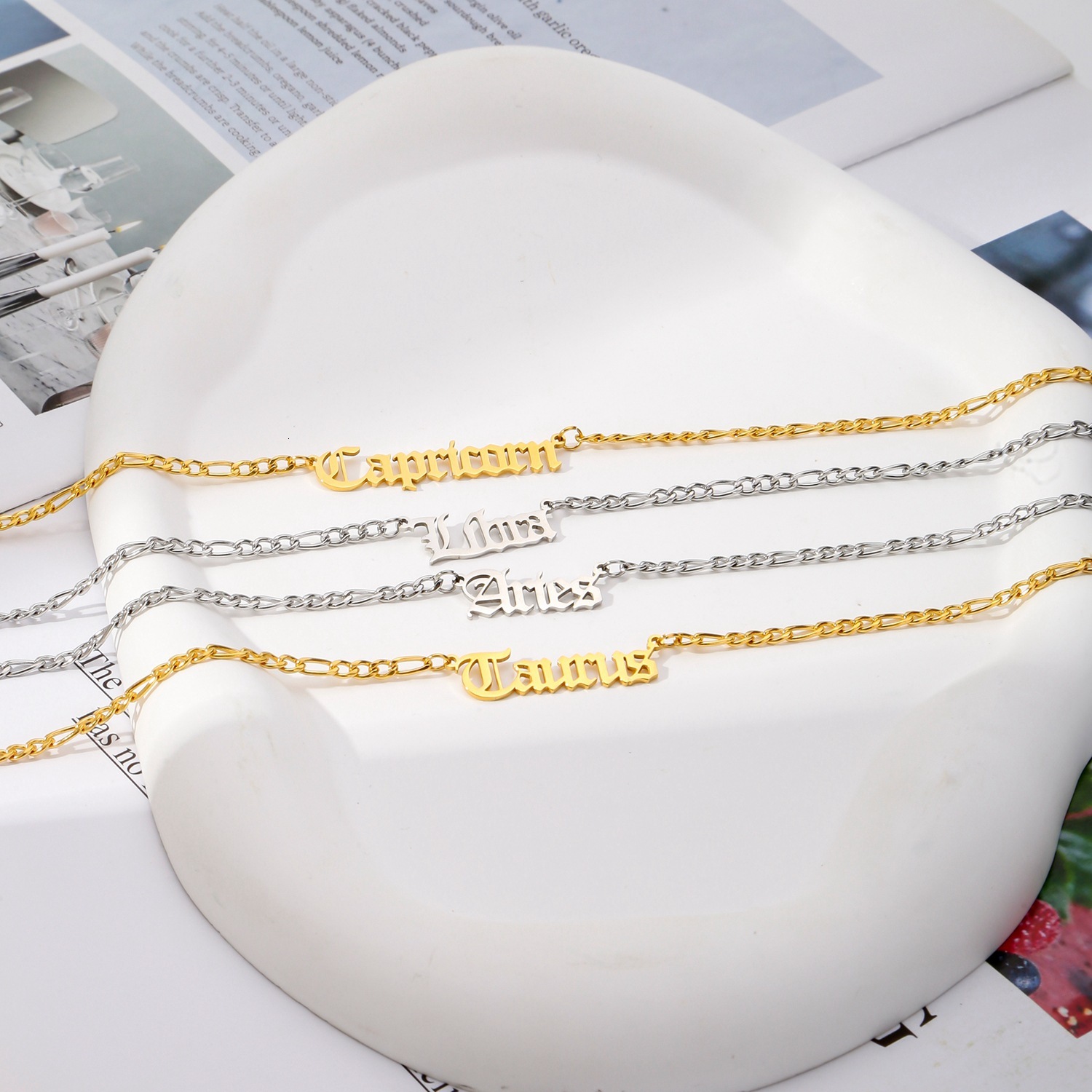 Luxury Jewelry Designer Jewelry Cross-border 18K Chain 12 Zodiac Ancient Letters Men And Women Stainless Steel Vacuum Electroplating Necklace Personal