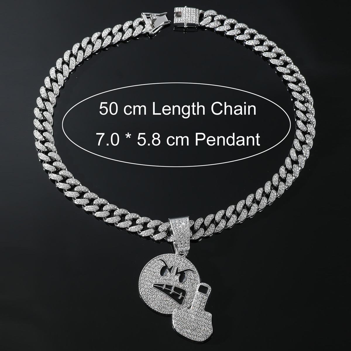 Luxury Jewelry Designer Jewelry European And American Cross-border Emoji Angry Middle Finger Expression Full Diamond Pendant Chain Personality Hip-hop