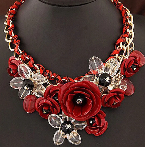 Luxury Jewelry Designer Jewelry European And American Cross-border Necklace Iron Flower Cotton Rope Woven Exaggerated Collarbone Chain Elegant Fashion