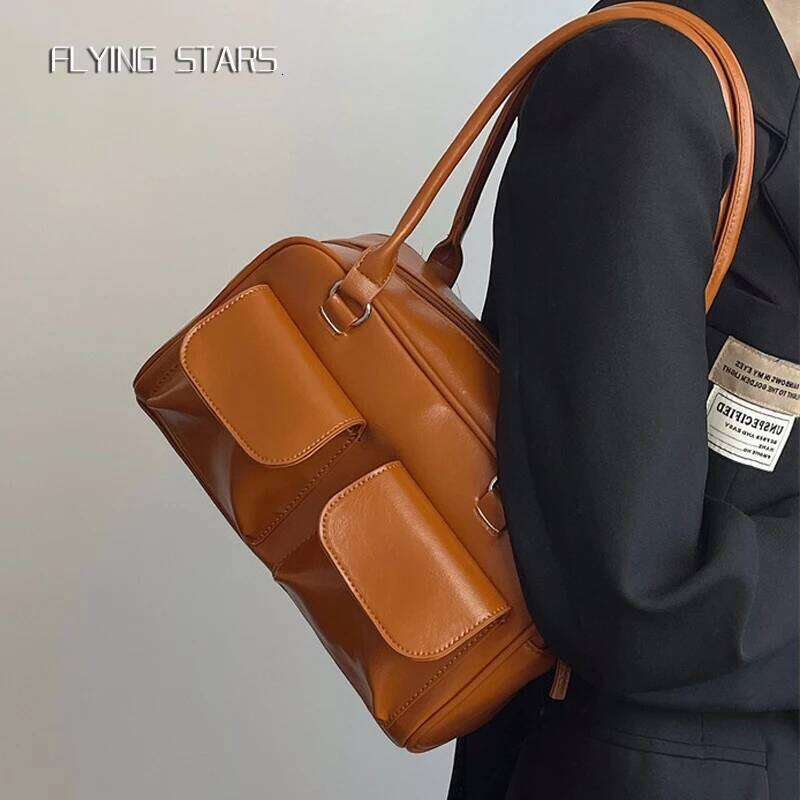 Brand Women's Shoulder Bag PU Leather Retro Zipper Fashionable Designer Handbag Casual Underarm Large Wallet Women Bag