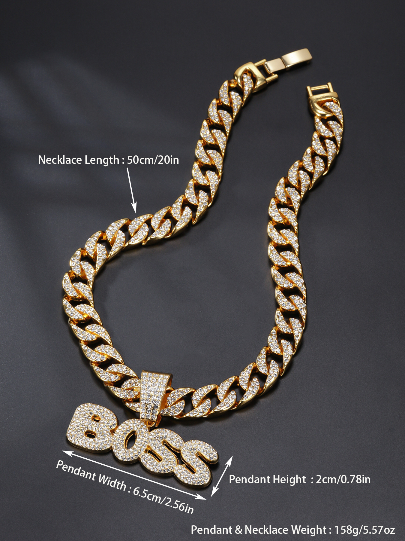 Luxury Jewelry Designer Jewelry European And American New Fashion BOSS English Letter Pendant Single Pendant Unisex Personality Hip Hop Full Diamond