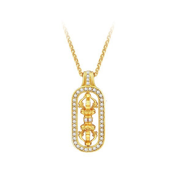 Luxury Jewelry Designer Jewelry High Color Retention Ancient Gold Plated Rotatable Vajra Necklace For Women Pendant Wei Xue Same Style Inlaid Diamond 