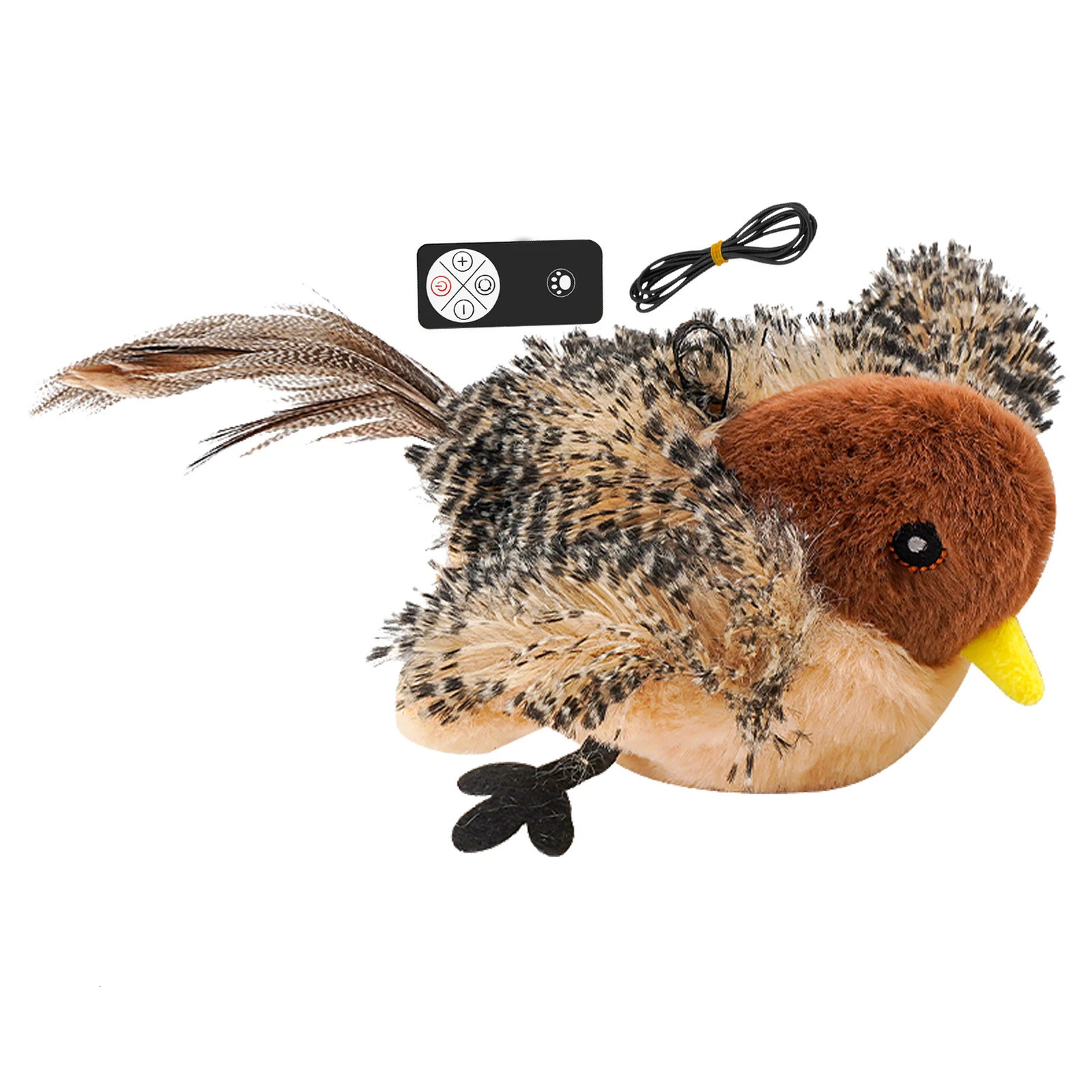 Remote Control Simulated Chirping Bird Toy Plush Chirping Cat Toy Interactive Bird Cat Feather Toy Melodys Chaser For Kitten 250708