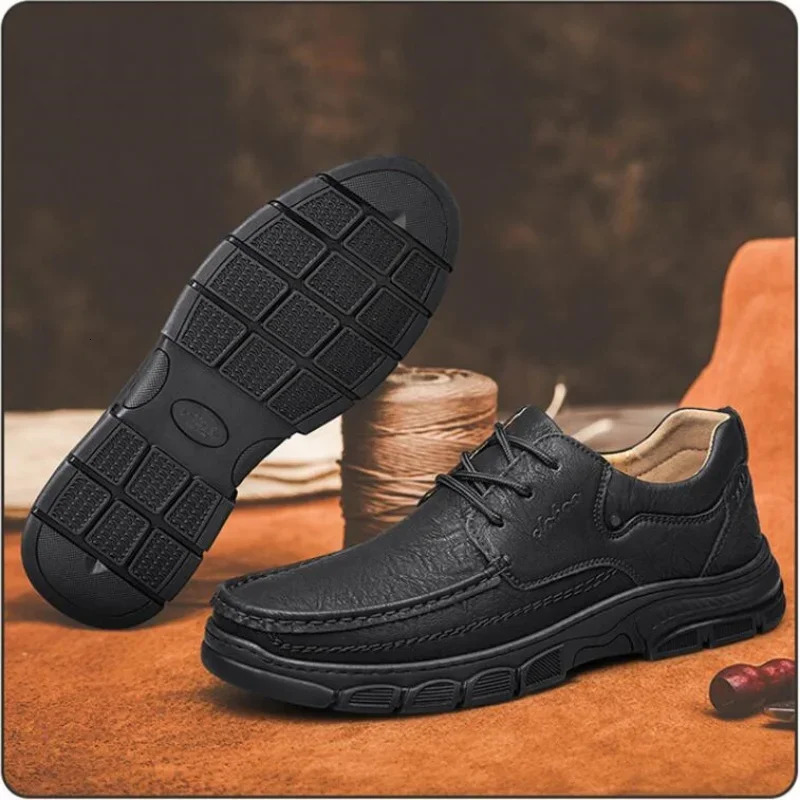 Spring Autumn Handmade Shoes Breathable Casual Leather Shoes Mens Loafers Classic Hand Stitched Mens Shoes 250708