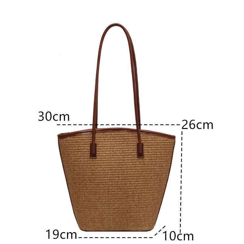 Summer Beach For Women Handmade Rattan Woven Shoulder Bags Large Capacity Straw Bag Bohemian Casual Travel Handbag Totes