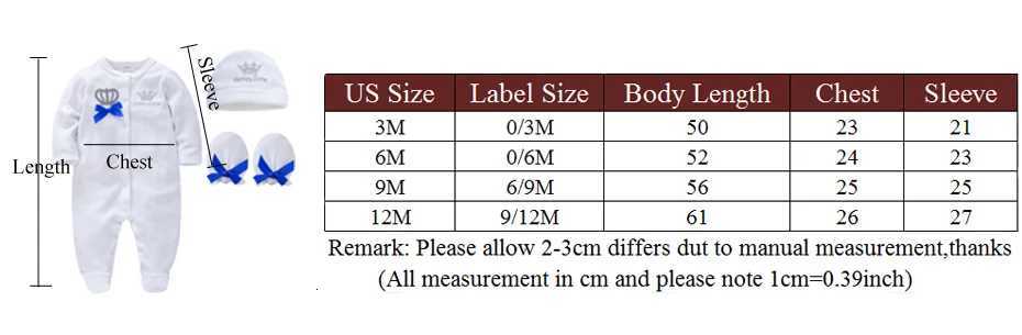 2024 Autumn 3 Pcs/lot Baby Boy Clothes Set 3M 6M 9M 100% Cotton Blue Crown Design Newborn Jumpsuit Z250712
