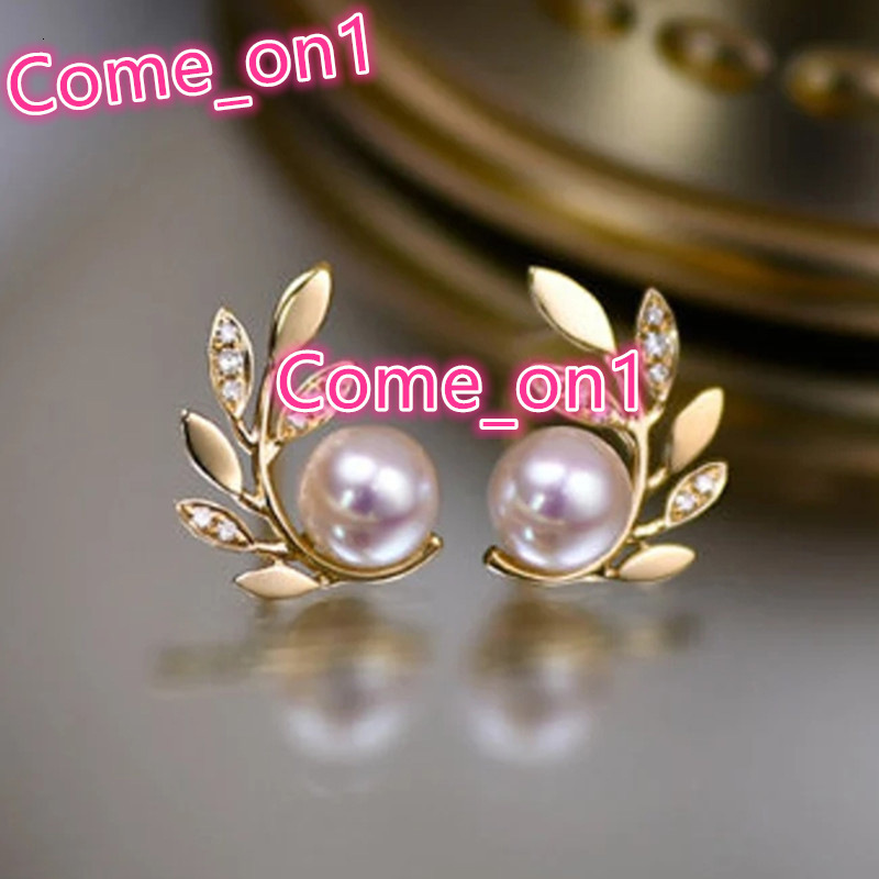 High Quality Luxury Leaf Design Full Cubic Zirconia Pearl Earrings for Wedding Women Jewelry Gold Plated CZ Stud Earrings