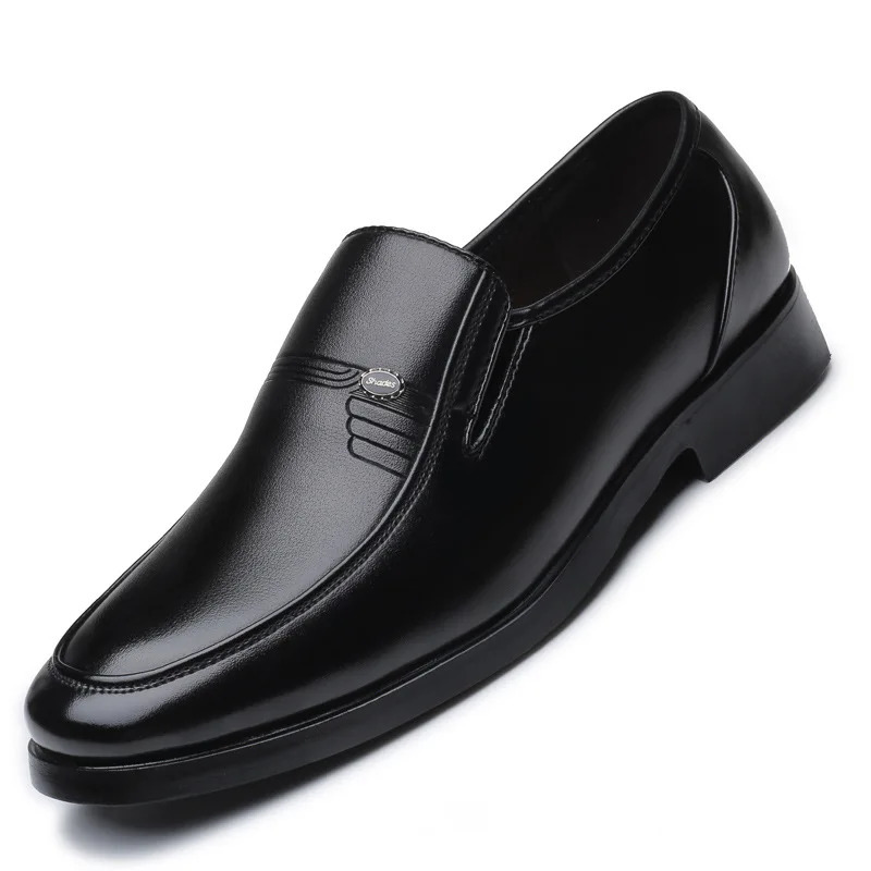 Men Leather Shoes Formal Business Elderly Shoes Black Round Toe Casual Simple Work Comfortable Large Size Men Shoes 250712