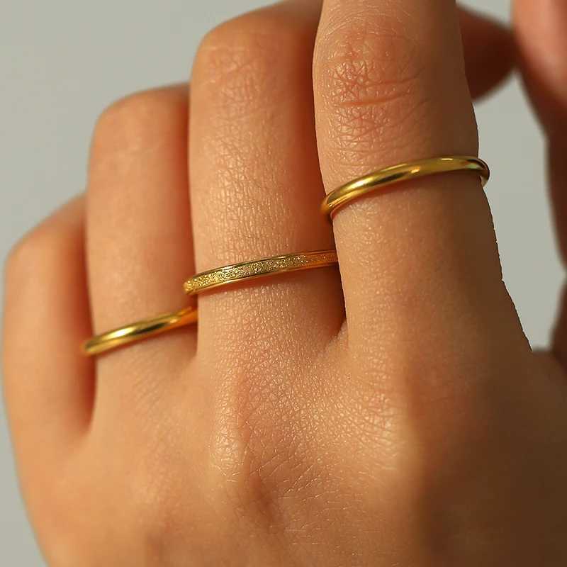 18K Gold Plated Stainless Steel Tarnish-Free Dainty Rings Knuckle Rings for Women Waterproof Minimalist Gold Rings for Women y250712