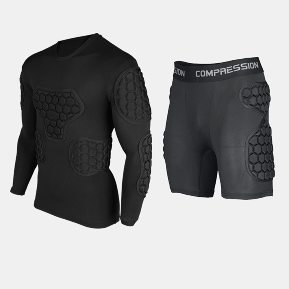 new sport safety EVA protection thicken soccer goalkeeper shirts rugby football jerseys trousers t-shirt elbow chest protector