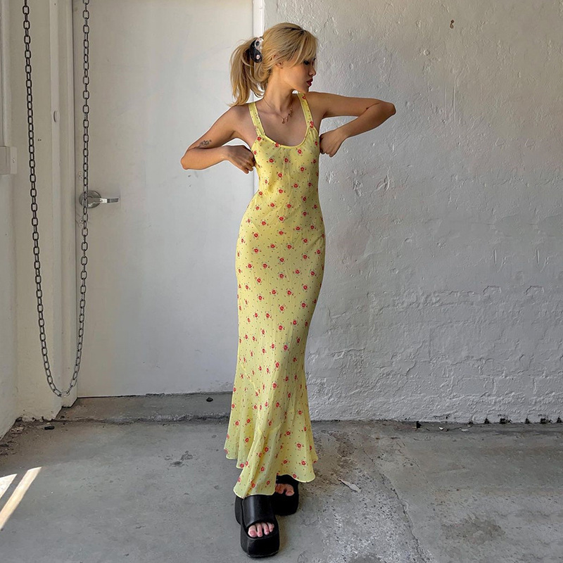 2025 Summer New Women's Skirt French Flower Long Skirt with Strap Soft, Comfortable, Sexy, Casual Fashion Holiday Dress New Luxury Designer Women