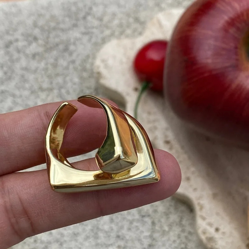 925 Sterling Silver Open Finger Ring Gold Color Geometric Asymmetric Punk Lines For Women Jewelry Gift Dropship Wholesale 250708