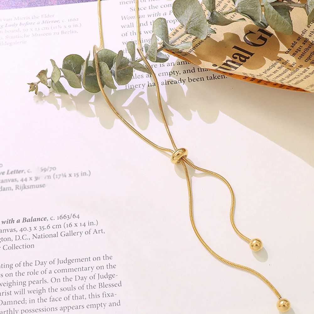 Anco Stainless Steel Y-shaped Beads Collaone Round Long Pendant Necklace Snake Chain Mens Holiday Gift W250712