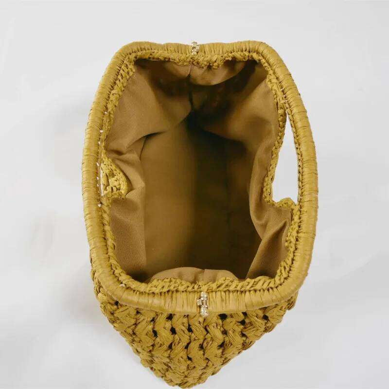 Elegant Ladies Chain Woven Handbag Straw Shoulder Fashionable Raffia Crossbody Beach Summer New Versatile Women's Bag