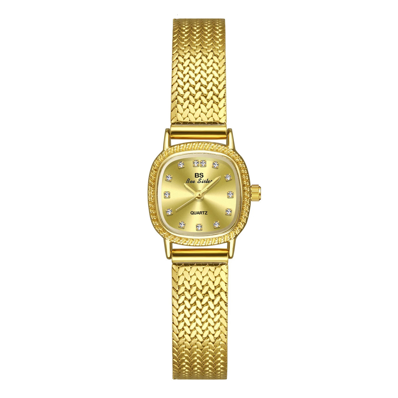 Womens Watches Golden Vintage Watch Stainless Steel Wheat Strap Minimalist Quartz Wristwatch For Women 250712