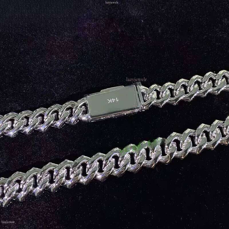 Real Custom White Gold Dia Cuban Link Chain for Men VVS Moissanite Name Necklace Sterling Sier Jewelry