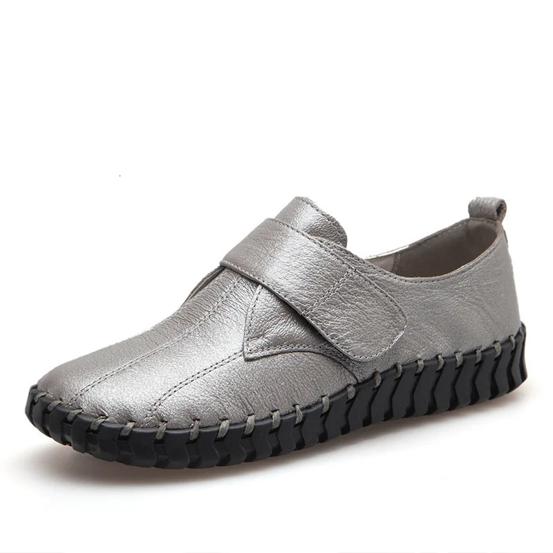 Genuine Leather Shoes For Woman Autumn Flats Female Hook Loop Orthopedic Shoes Big Size 42 Womens Loafers Ladies Blue Moccasins 250707