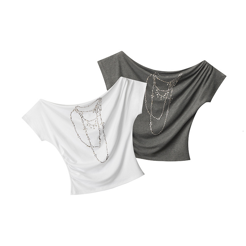 New women's top with split waist design and short sleeved design, slim fit shoulder round neck women's top designer T-shirt
