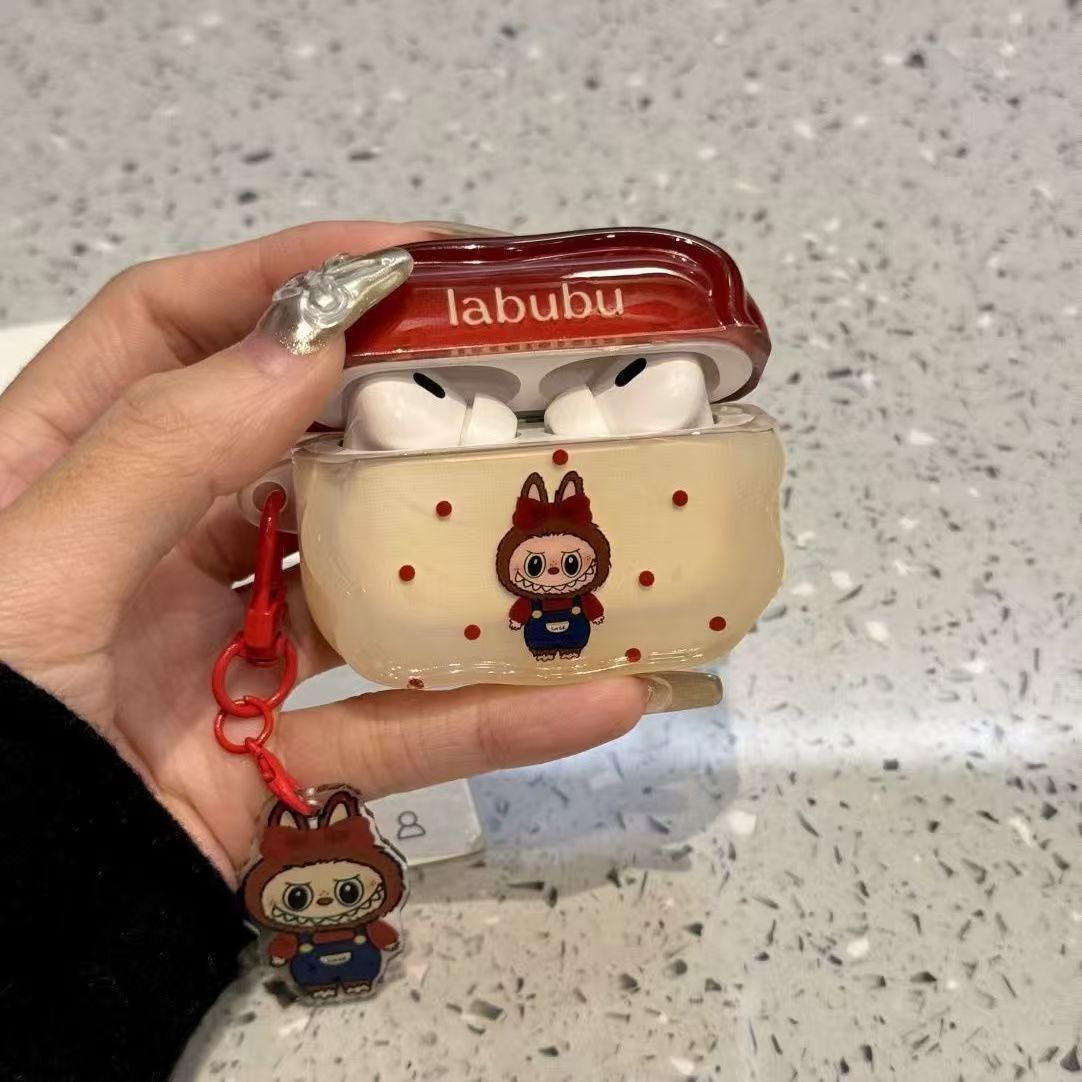 Labubu Earphone Protective for 1 2 3 4 Pro Pro2 Convenient To Carry Cute Case with Keychain Free shipping