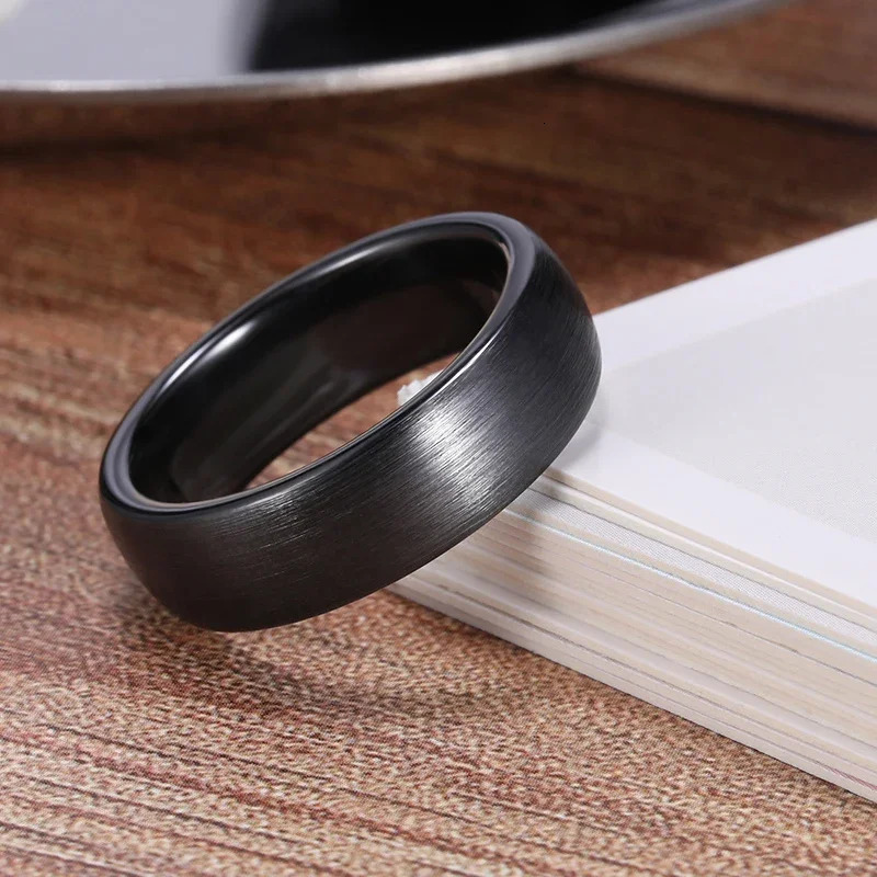 Kolmnsta Ceramic Brushed Black Ring For Men Women 4mm 6mm 8mm Wide Male Wedding Ring Matte anillos mujer Plus Size 4 to Size 14 250708