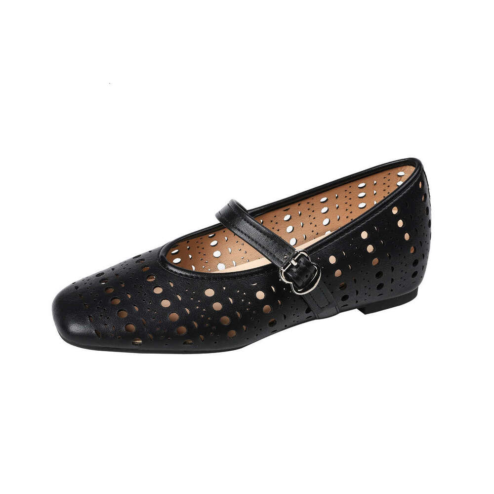 796-17 Out Hidden Heel New Square Toe Casual Hollow Flat Soft Sole Women's Shoes