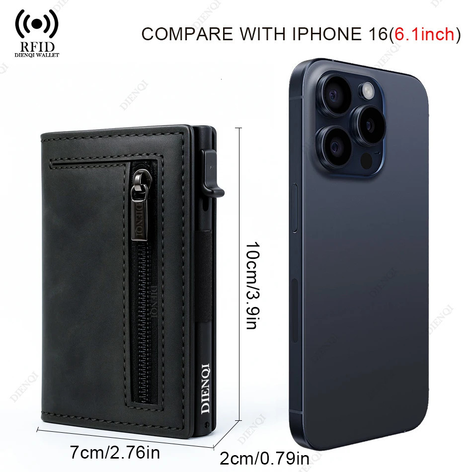 Anti-theft Credit Card Holder Men Wallets Rfid Blocking Aluminum Leather Pop Up Minimalist Wallet Cardholder Wallets for Men 250708
