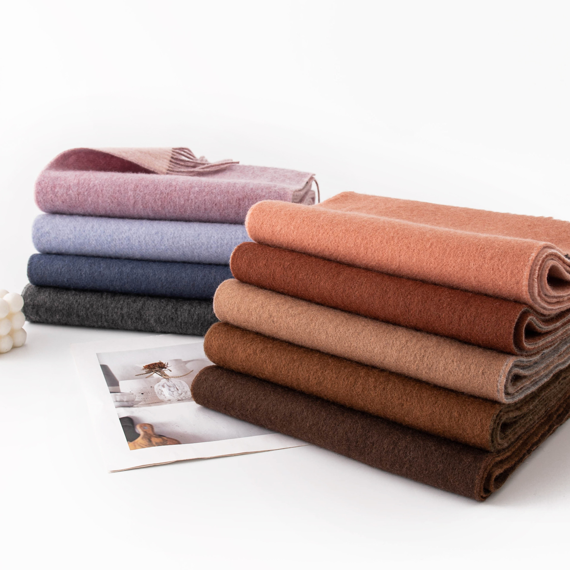 K1338 100% wool solid color large scarf autumn and winter new double-sided wool scarf versatile thick warm shawl dual-purpose