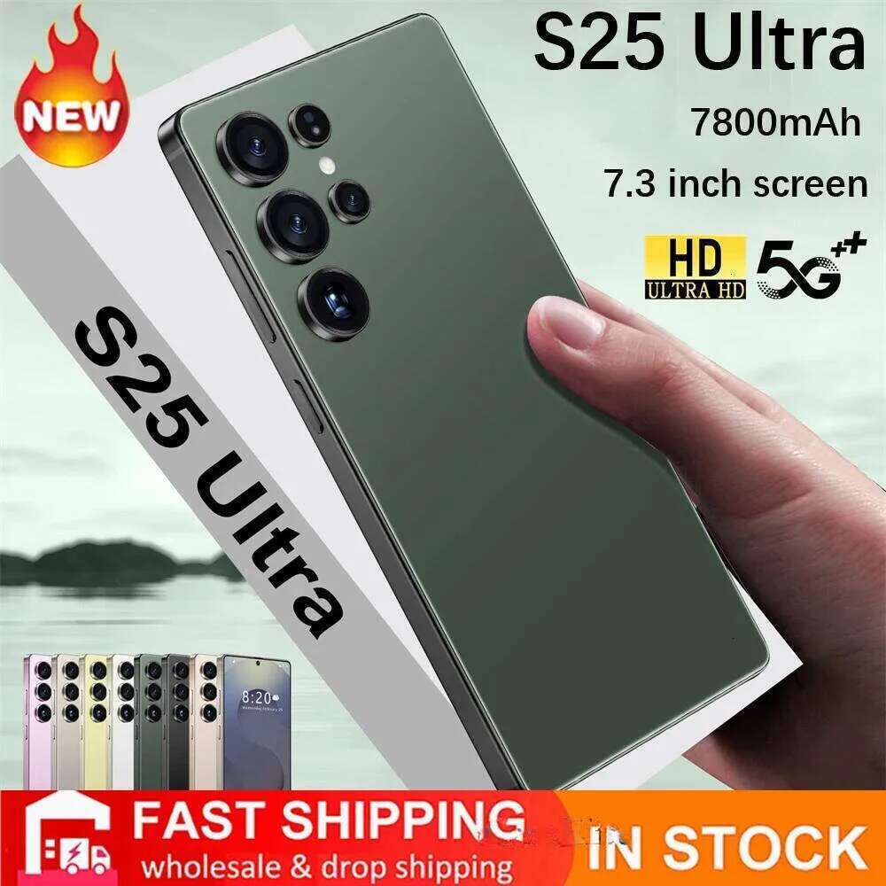 2025 Cellphones S25 Ultra 7.3Hd Original Mobile Phones 4G 5G Dual SIM Card Smartphone 7800Mah Android 14 Global Version Cell Phone