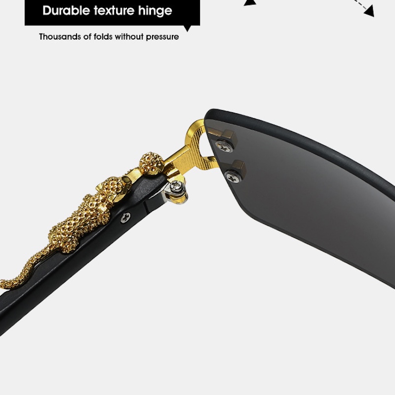 CB Square Rimless Sunglasses Men Leopard Brand Design Women Fashionable Trendy Frameless Rectangular Personalized Sunglasses For Daily Life UV400 Prot