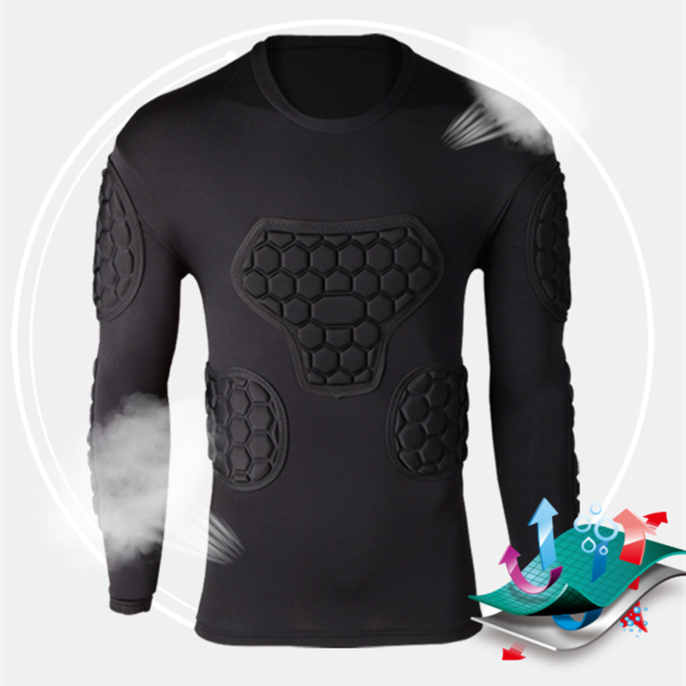 new sport safety EVA protection thicken soccer goalkeeper shirts rugby football jerseys trousers t-shirt elbow chest protector