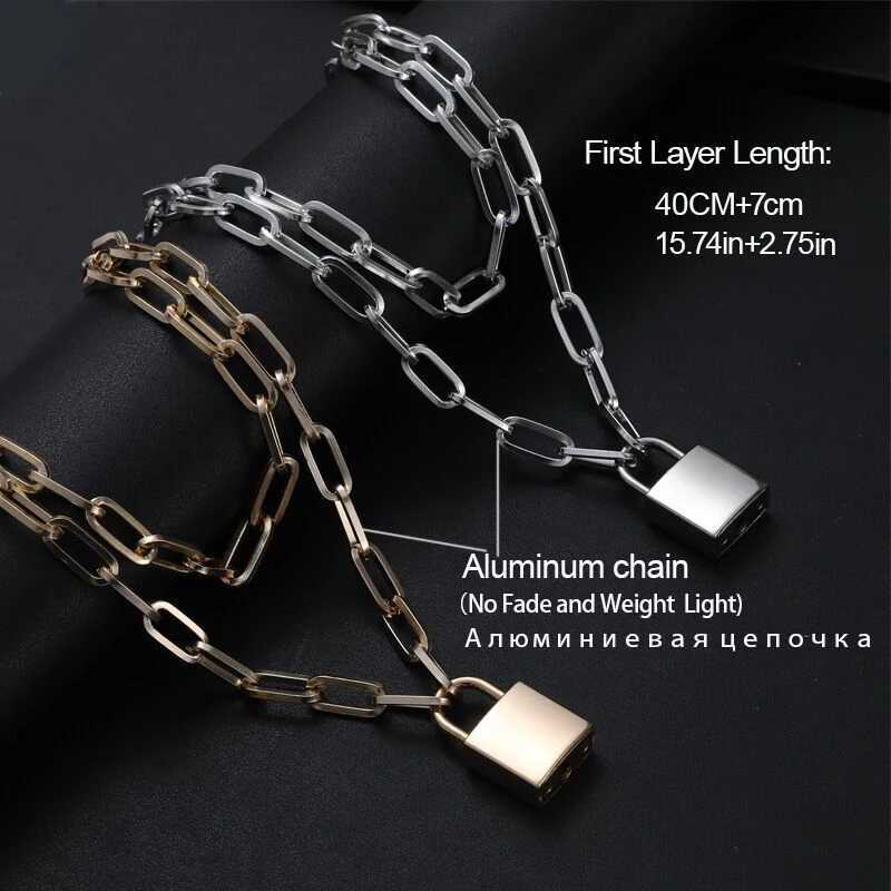 Lock Chain Necklace With A Padlock Pendants For Women Men Punk Jewelry On The Neck 2020 Grunge Aesthetic Egirl Eboy Accessories W250712