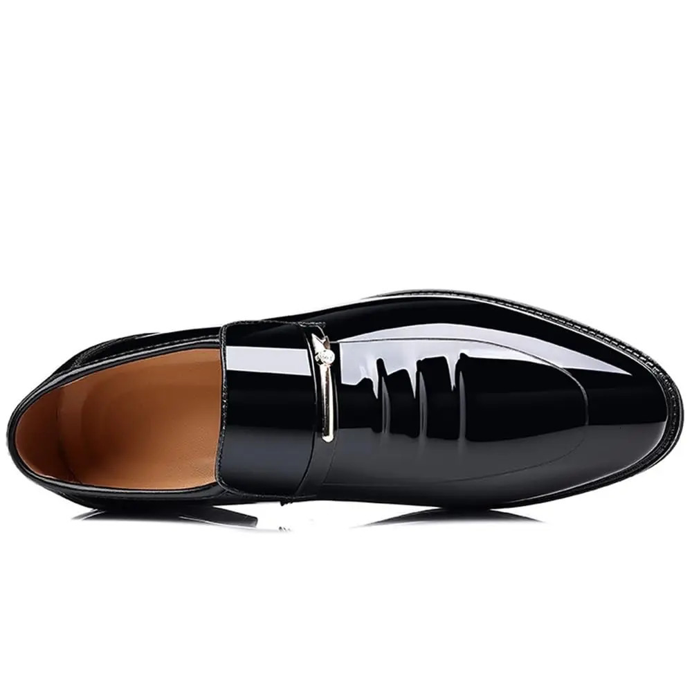 Mens Dress Shoes Formal Business Oxford High Gloss Patent Slip On Loafers Comfortable Casual Driving Boat Shoe For Men 250712