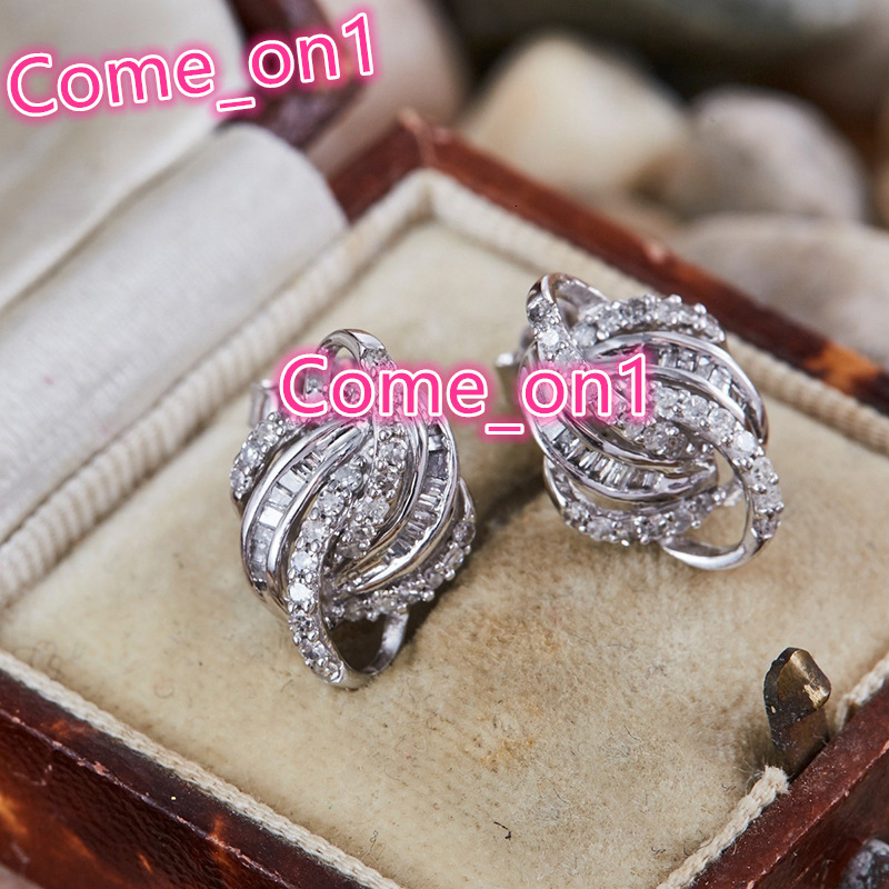 Factory Exquisite Irregular Line Twist Design Zircon Earrings Trend Party Jewelry Silver Plated CZ Stud Earring for Women