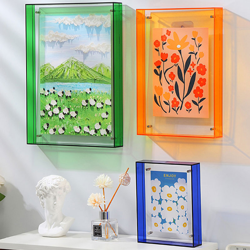 Acrylic Photo Box Transparent Photocard Holder Interior Frame Picture Display Stand Office Home Desktop Wall Decoration H260306