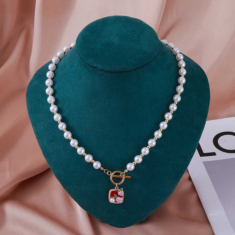 Pearl Choker Rose Flower Necklace For Wen Stainss Steel Peony Plum Bloss Pendant Collaone Chain Trend Wedding Jewelry W250712