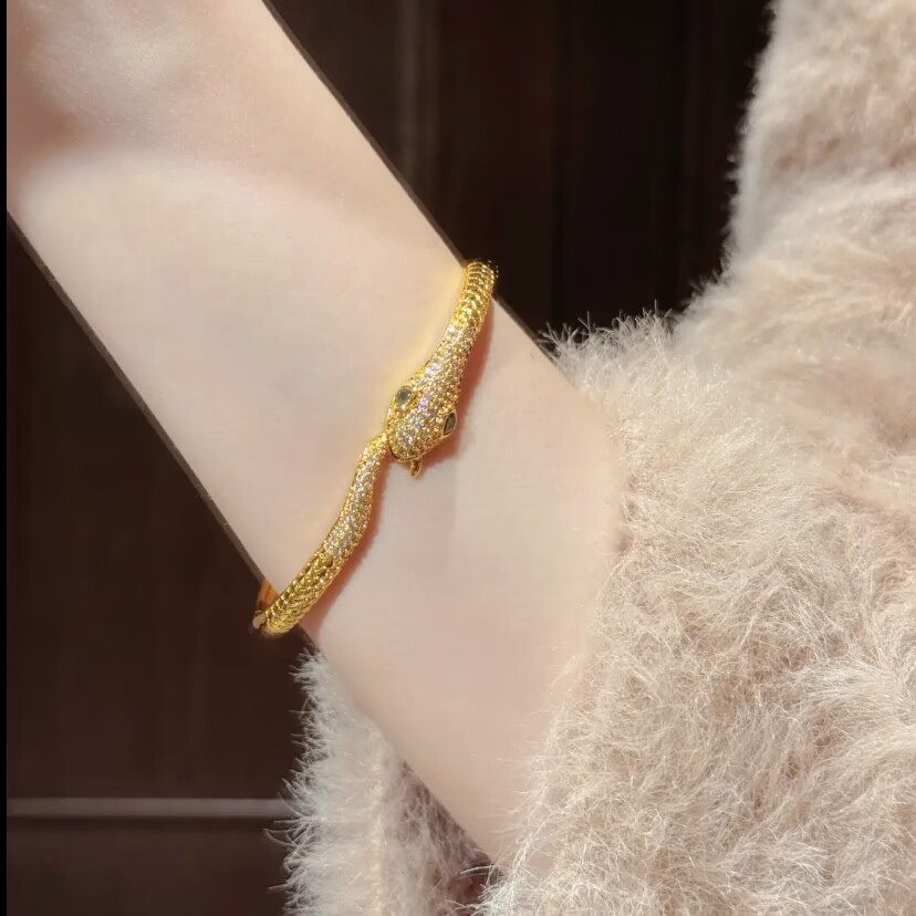 Stylish Eternity Band: Premium Sand Gold Charm Wrist Accessory Adorned With Shimmering Gems