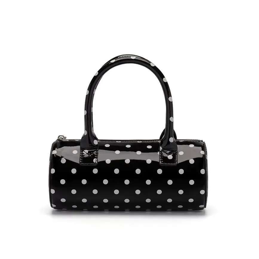 Korean Style Cute Polka Dot Round Cylinder Handbag Women's Unique Design Trendy Shoulder Bag Female Commuting Crossbody Bags