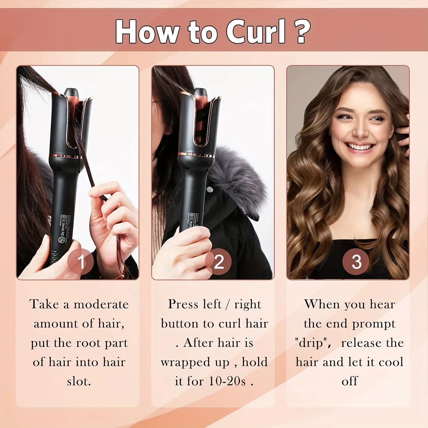 TINSOL Professional curling irons Ceramic auto-rotating air curling irons Air spinning rod styler Curling irons Styling tools 250712