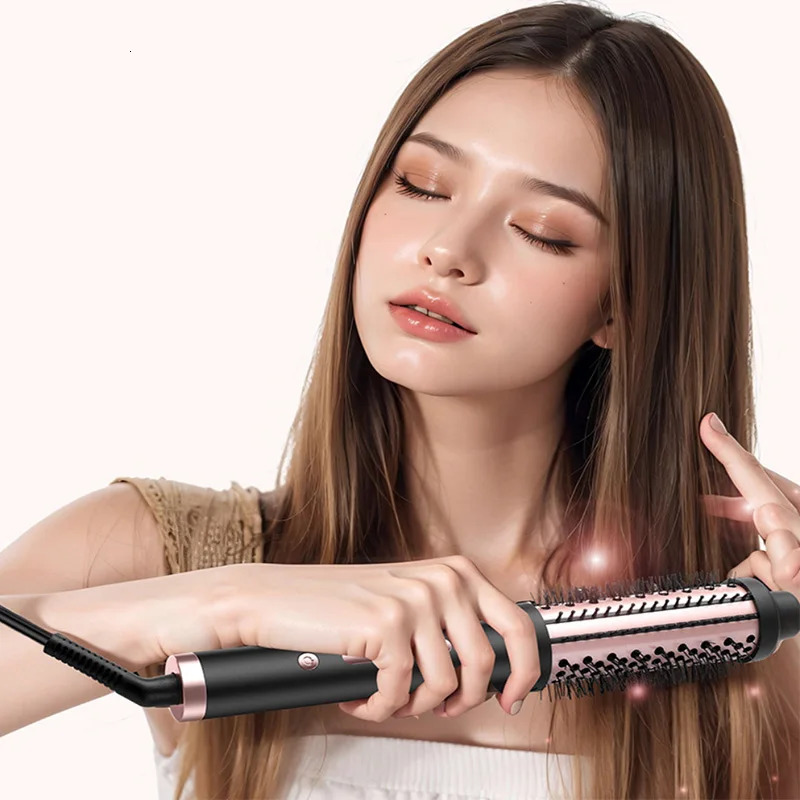 Volumizing Brush Heated Hair Curling Ceramic Tourmaline Ionic Curling Iron Heating Thermal Round Brush 250712