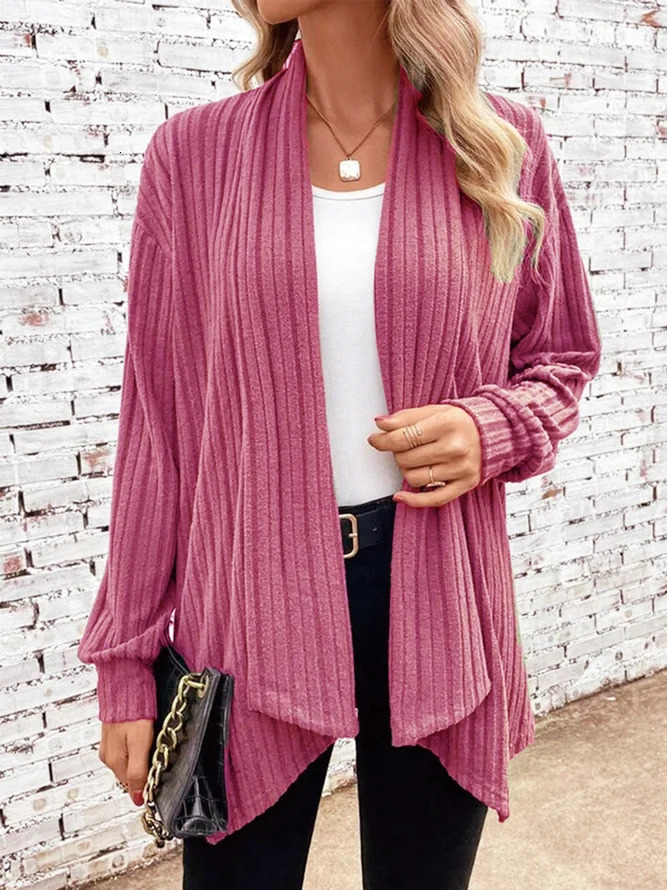 Autumn and Winter Womens Long Sleeve Solid Loose Cardigan Coat Women 250710