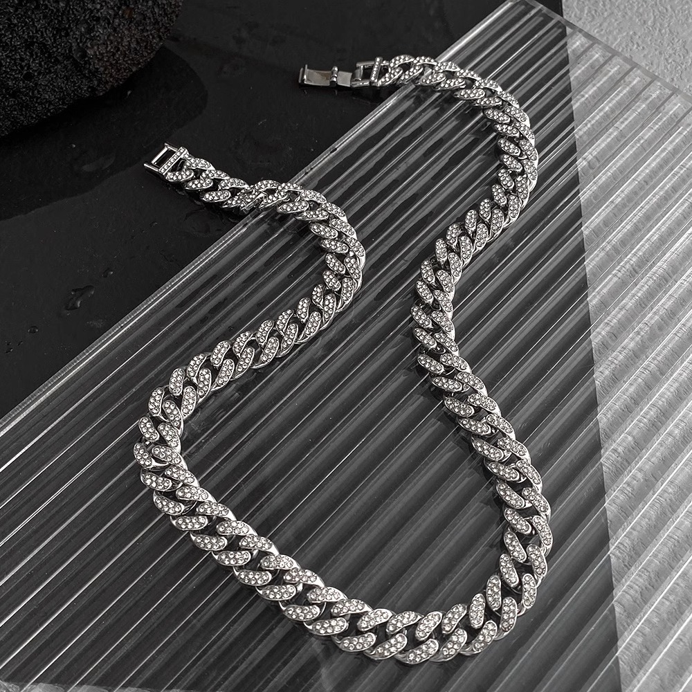 Luxury Jewelry Designer Jewelry European And American Cross-border Inlaid Diamond Chain Full Diamond Necklace Men's Unique Niche Design 2025 New 