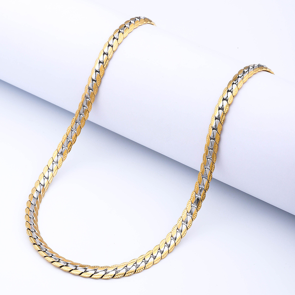 Luxury Jewelry Designer Jewelry European And American Men's Titanium Steel Encrypted Flat NK Embossed Chain Hip Hop Trendy Accessories Women'