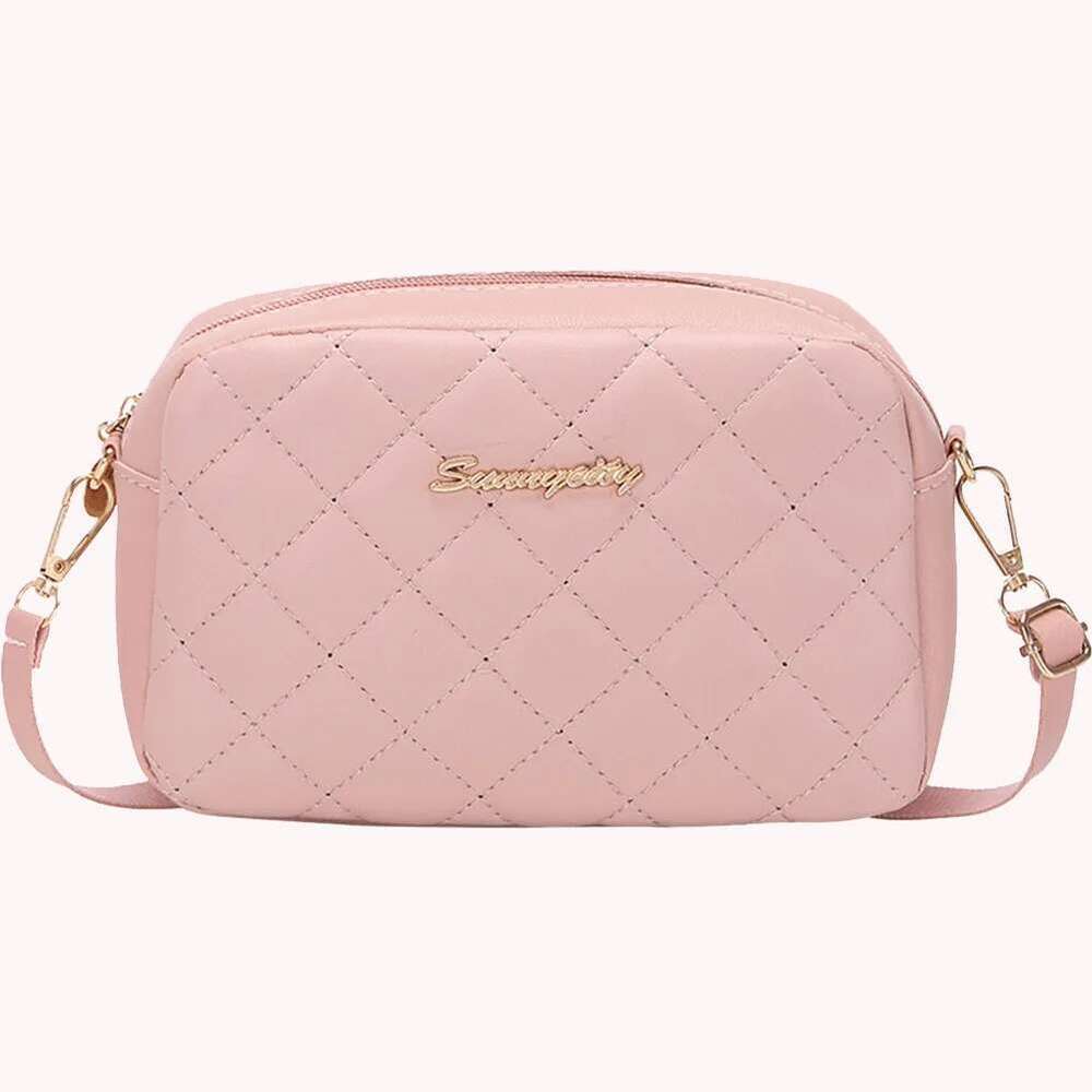 Embroidered Female Messenger PU Lattice Shoulder Crossbody Bag Solid Color Shopping Daily Purse Ladies Handbags