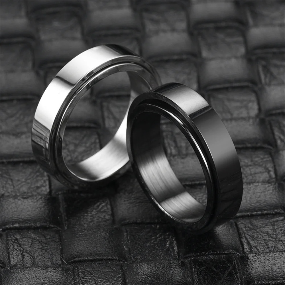 Anxiety Fidget Spinner Stainless Steel Black Rings Simple Steel Ring for Men Women High Quality Anti Stress Jewelry 250708