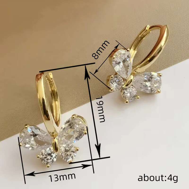 Exquisite Butterfly Shaped Cubic ZIrconia Earring for Women Bridal Wedding Silver/Gold/Rose Gold Plated Hoop Earrings