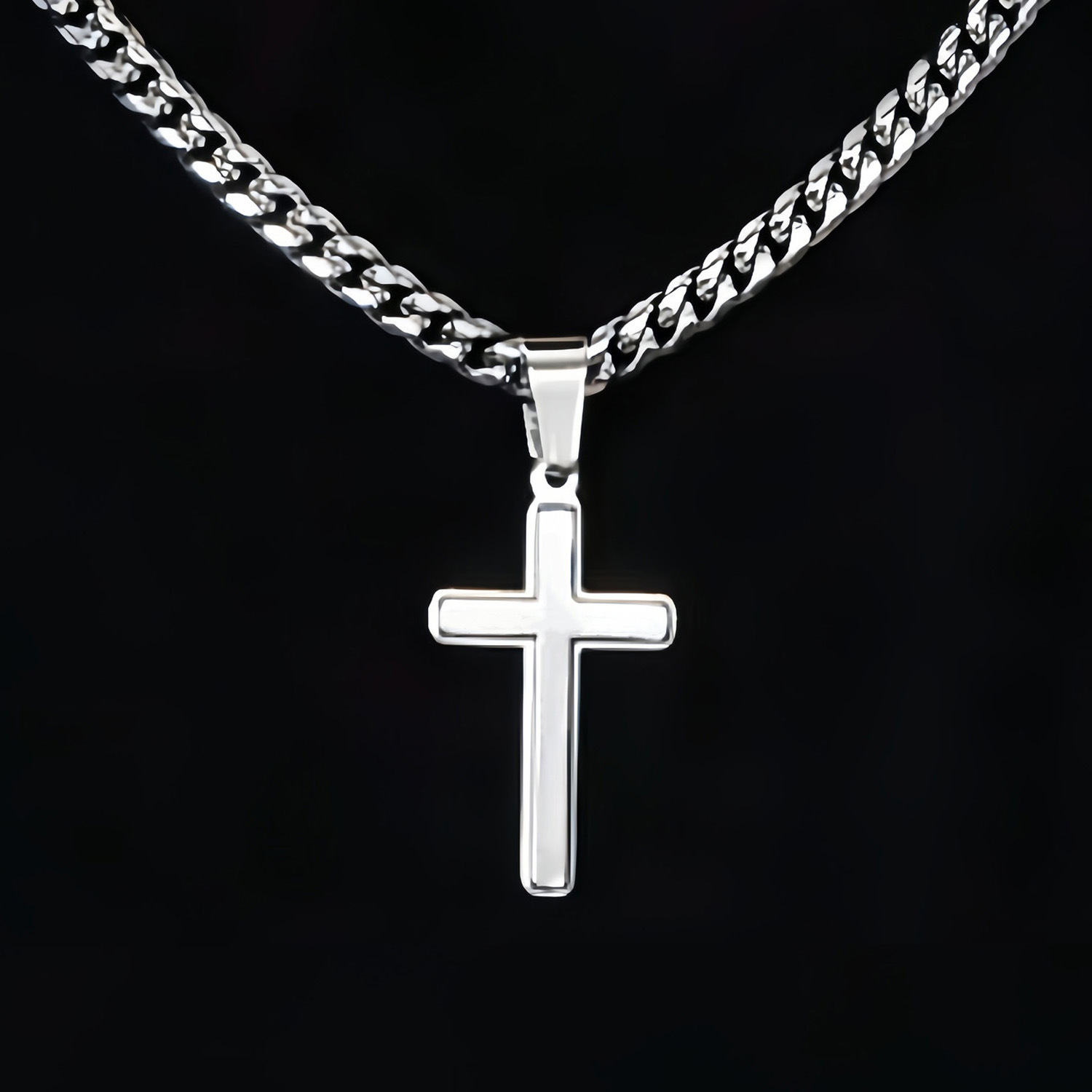 Luxury Jewelry Designer Jewelry Cross-border Amazon New Stainless Steel 'to My Man' Cross Pendant Men's Necklace Father's Day Gift