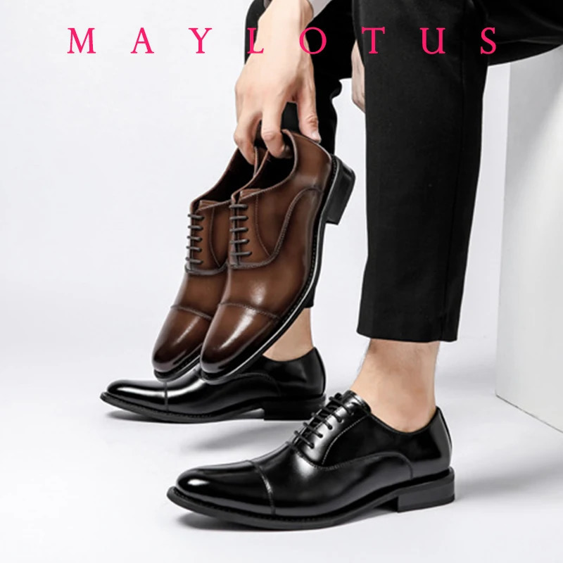 High Quality Height Increase Oxford Dress Shoes Men Genuine Cow Leather Suit Shoes Lift Brogues Wedding Formal Elevator Shoes 250712