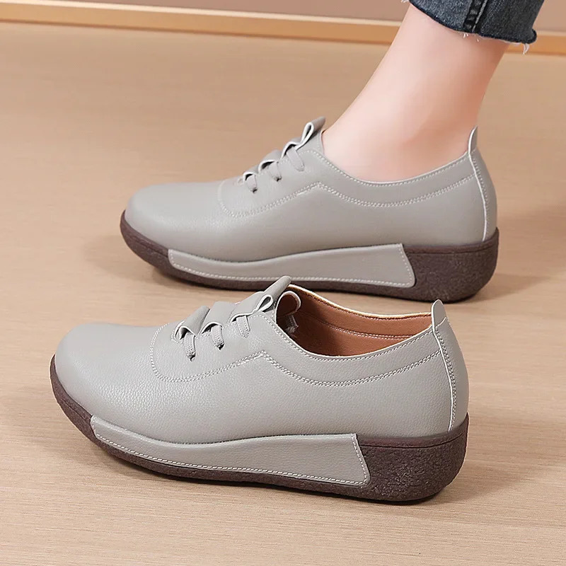 2025 Women Casual Shoes Genuine Leathe Platform Loafers for Women Wedge Sneakers Zapatos Mujer Fashion Slip on Ladies Moccasins 250707