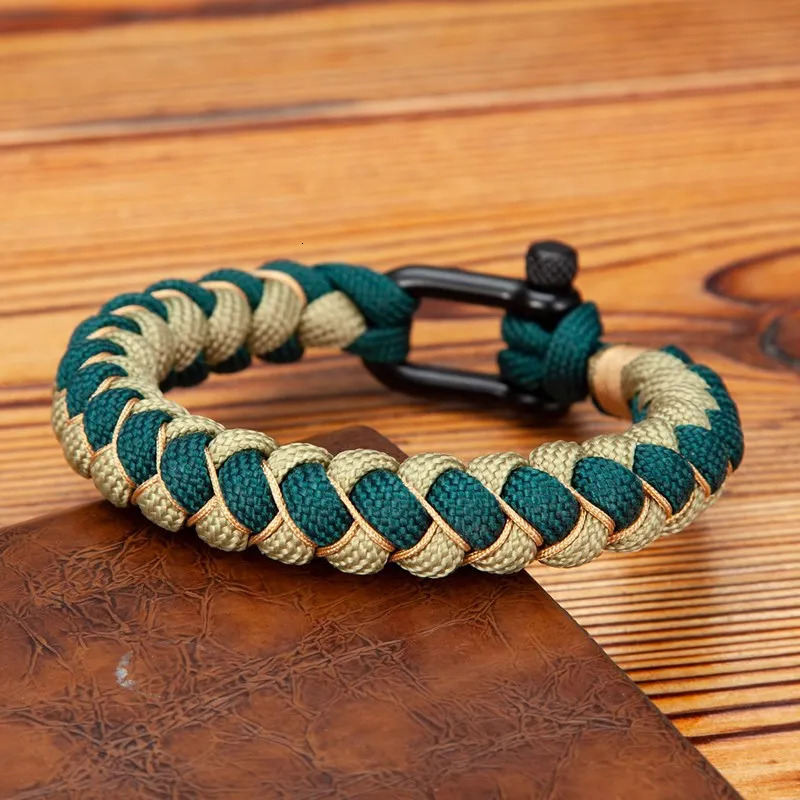 MKENDN Men U shape Survival Bracelet Outdoor Handwoven Reverse Scale Rope Bracelet For Women Black Stainless Steel Sport Buckle 250712